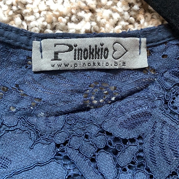 Pinokkio Button Back Navy Lace Blouse - Picture 8 of 8